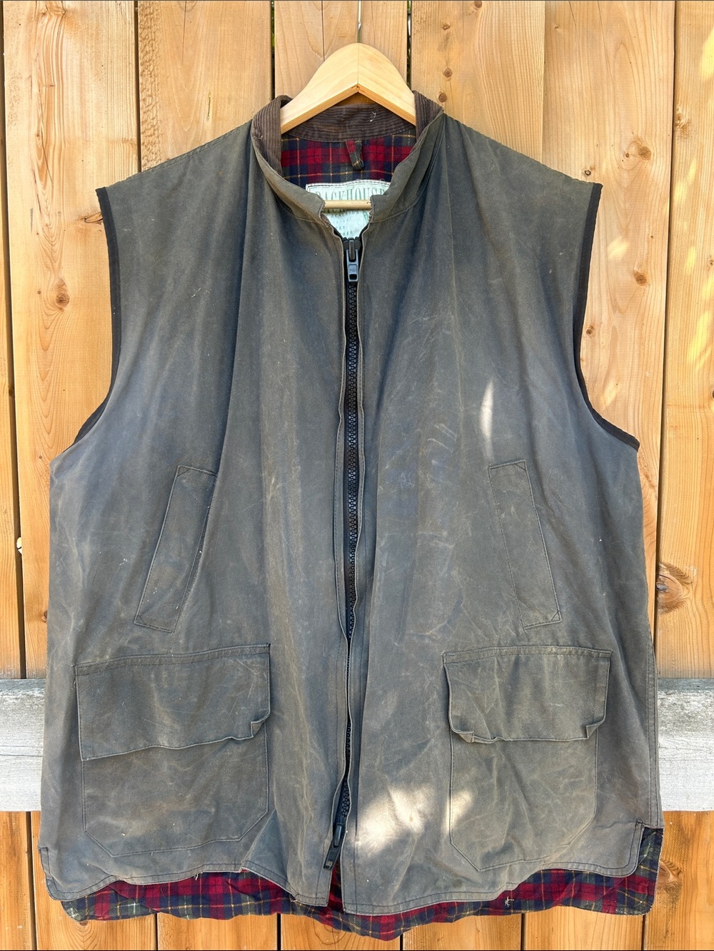Men's Waxed Cotton Work Vest - grey